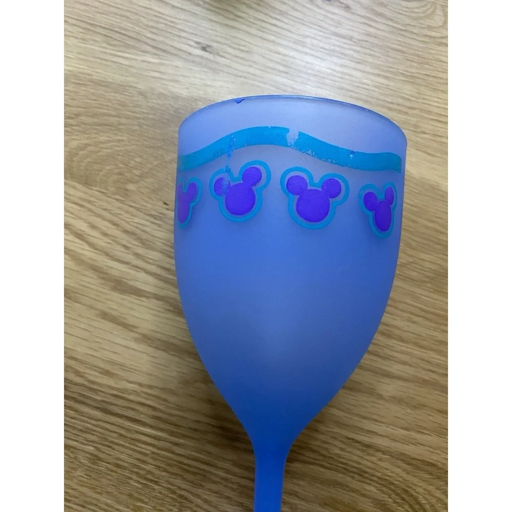 Disney Mickey Mouse Frosted Plastic Wine Glasses Set of 4 Neon Colors Party Cups - Picture 2 of 10
